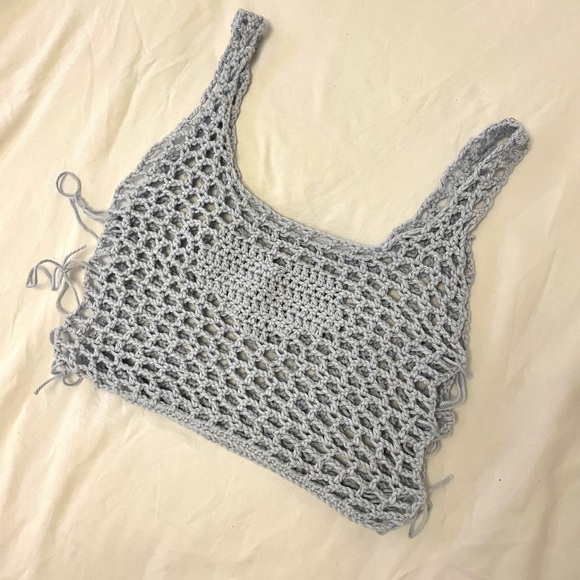 handmade crochet mesh heart crop top - Picture 1 of 4